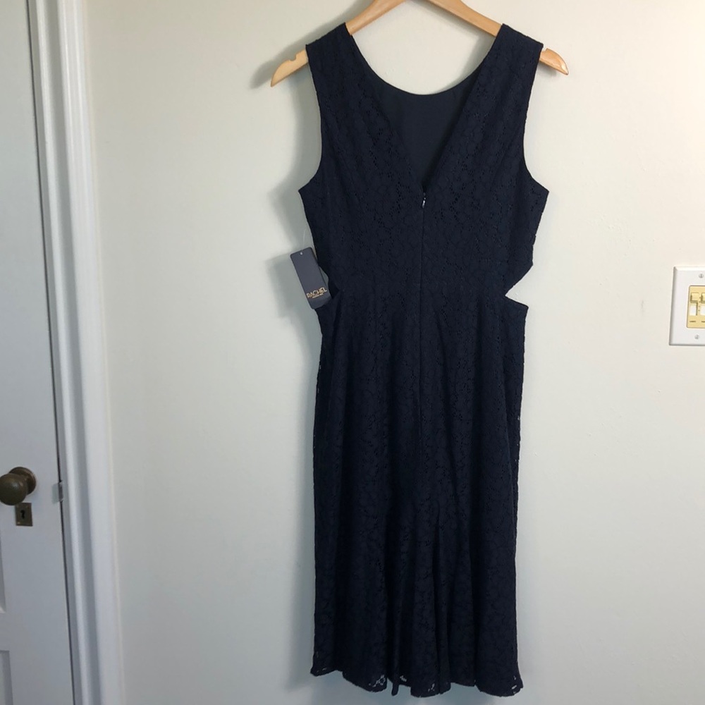 NWT  RACHEL Rachel Roy Navy Elana Lace Dress Cut out Side  Dress - Picture 10 of 14